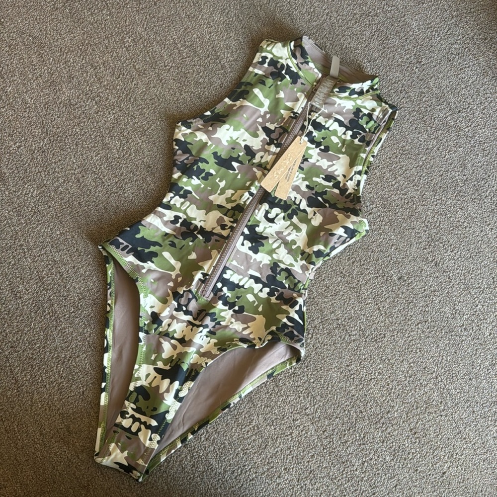 COPY - Skims Swim Camo Zip Up One Piece